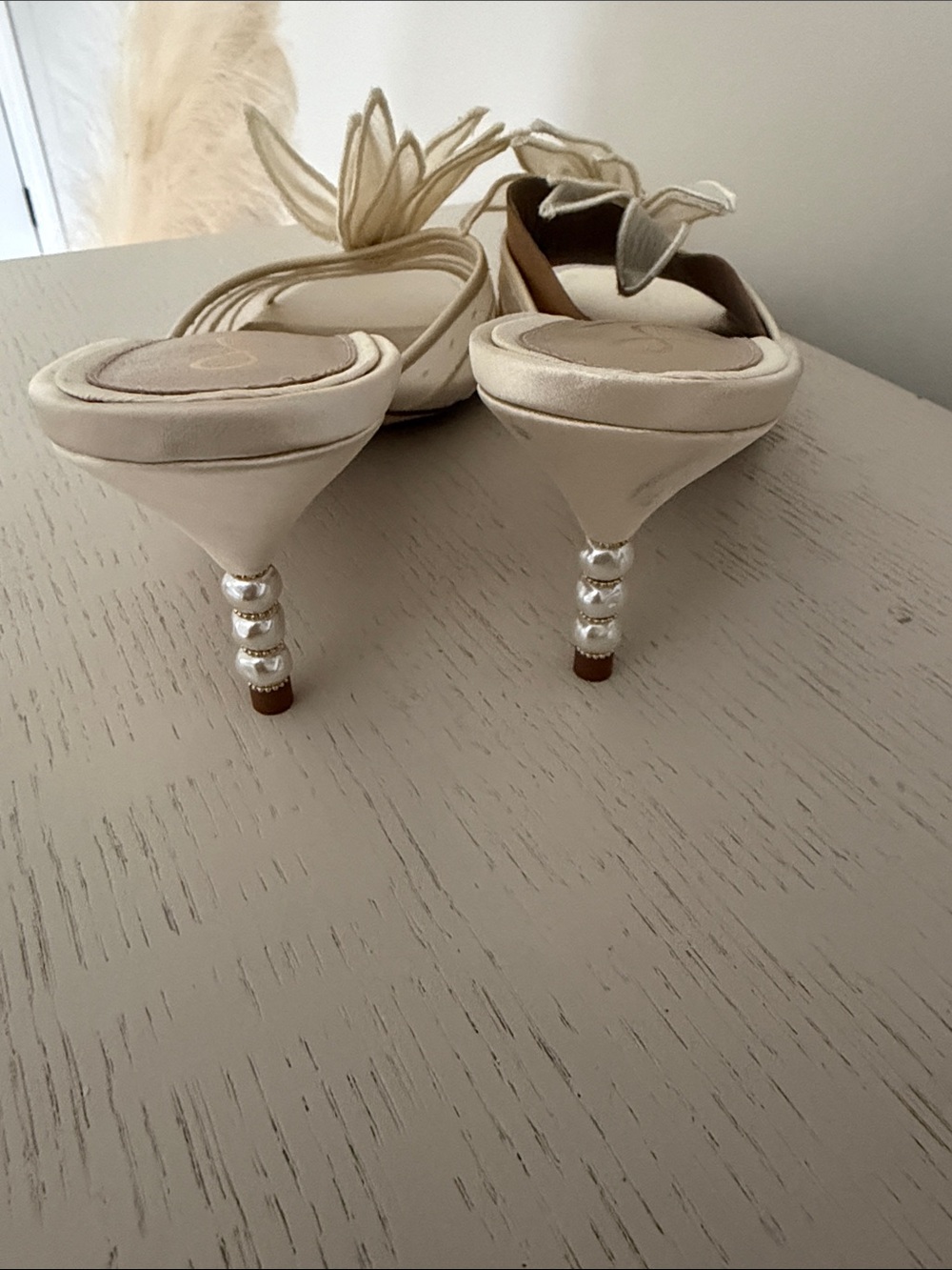 Sam Edelman Cream Floral Embellished Slide Heels - Picture 2 of 6
